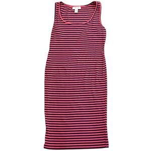 Motherhood Maternity Red & Navy Striped Ribbed Knit Sleeveless Dress Size Small